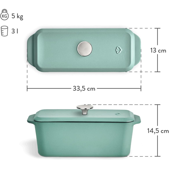 Чавунна форма для випікання хліба з кришкою 33,5 x 13 см Springlane Kitchen