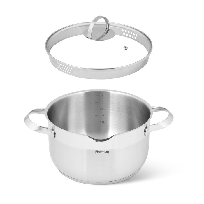 Каструля зі скляною кришкою Fissman CALLISTO 20x11,5 см на 3,5 л (5207)