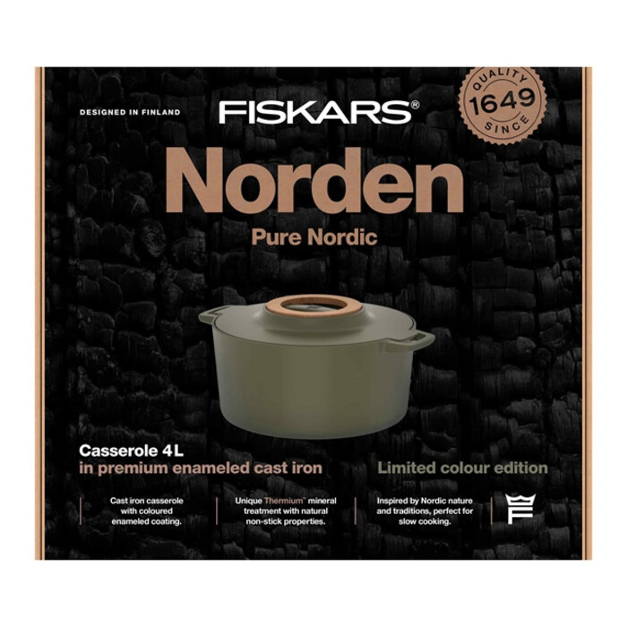 Каструля чавунна Fiskars Norden 4л колір кропива (1071128)