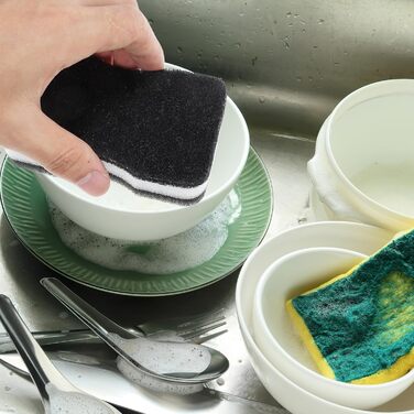 Набір губок для миття посуду 10 шт. 7 х 11 см чорно-білі DOITOOL