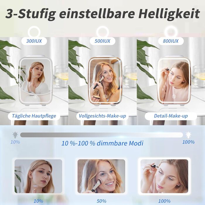 Міні-холодильник зі світлодіодним дзеркалом 4 л білий YASHE