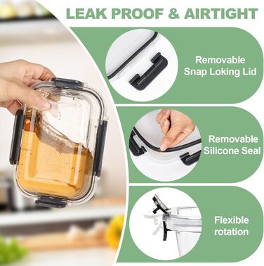 Набір з 12 скляних контейнерів для зберігання продуктів із кришками Skroam