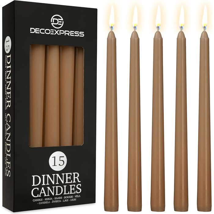 Набір з 15 конічних свічок 2,2 x 25 см, коричневий DECO EXPRESS