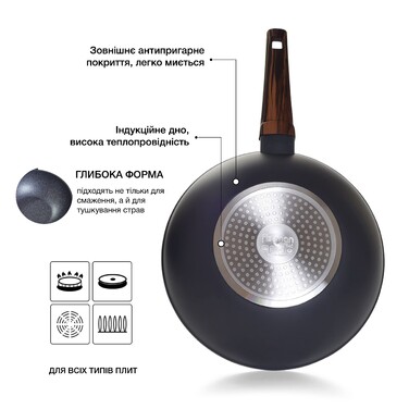 Сковорідка ВОК Fissman CAPELLA 30x8,5 см / 4,3 л з кришкою (14957)