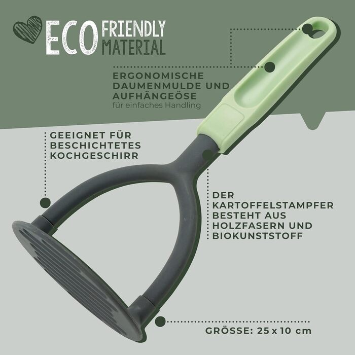 Товкачка для картоплі, сіро-зелена Ecolution Fackelmann