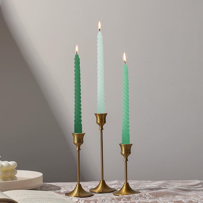 Набір з 4 конічних спіральних свічок 2,2 x 25 см, зелений мікс Love Topsics