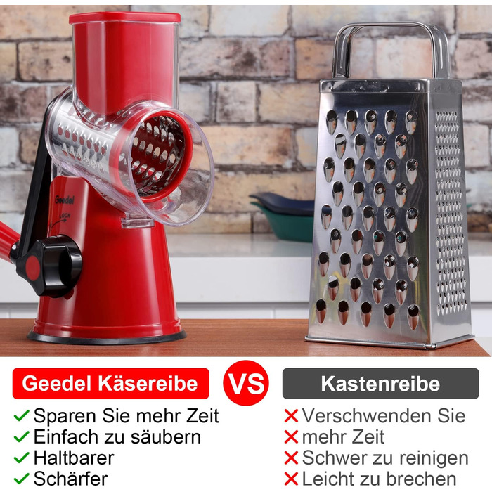 Терка для сыра/овощей с 3 барабанными лезвиями Geedel