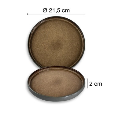 Набір з 4 десертних тарілок 21 см, світло-коричнева реактивна глазур Moritz & Moritz