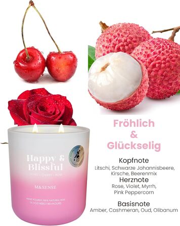 Ароматичні свічки M&SENSE Сосна та кедр у банці, велика соєва свічка 400 г з двома гнітами, час горіння 80 годин, ароматерапевтична свічка для йоги, спа та медитації. Подарунок для дівчини, дружини чи матері. Сосна та кедр (лічі, вишня та троянда)