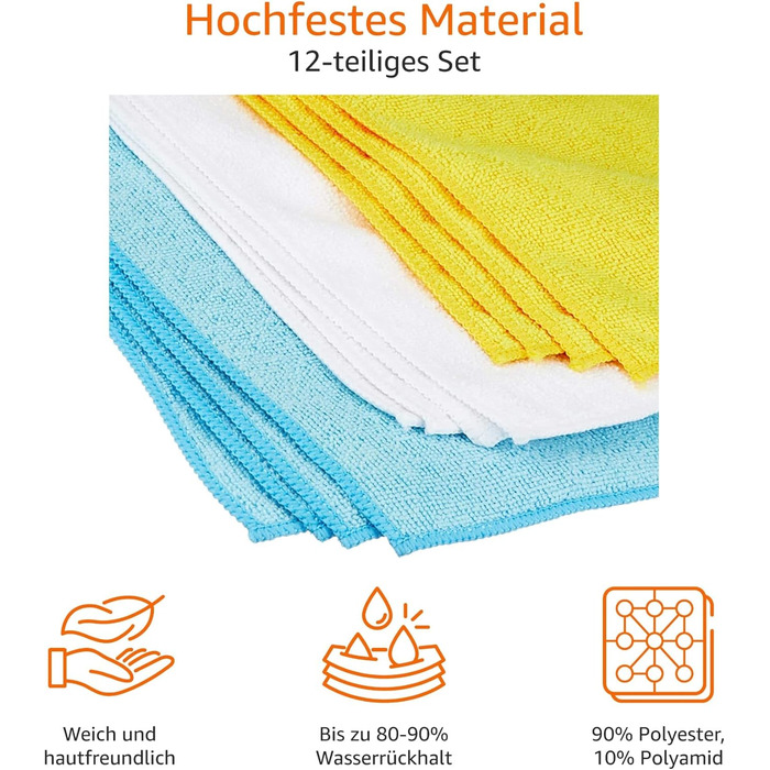 Салфетка для уборки из микрофибры 12 шт 30,5 x 40,6 см Amazon Basics