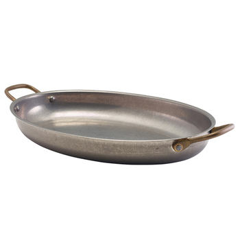 Сковорода для подачі 34*23 см, овальна, металева, Vintage Steel, GenWare