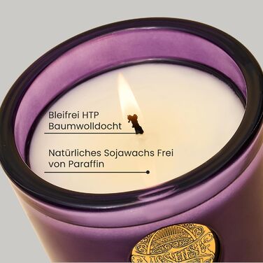 Ароматна свічка M&SENSE Лісова хатина, ароматичні свічки у склянці, натуральна соєва свічка, час горіння 55 годин, подарункові свічки для жінок та чоловіків, подарункова свічка (лаванда та цитрус, 260 г)