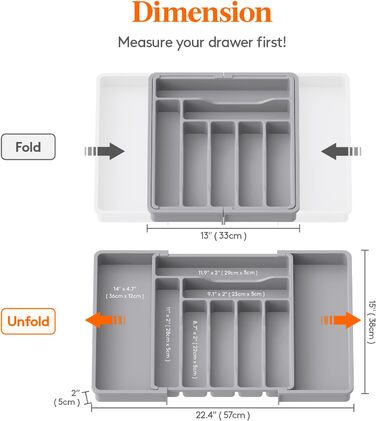 Органайзер для столовых приборов 57 х 38 см для выдвижных ящиков, 9 отделений, серый Lifewit