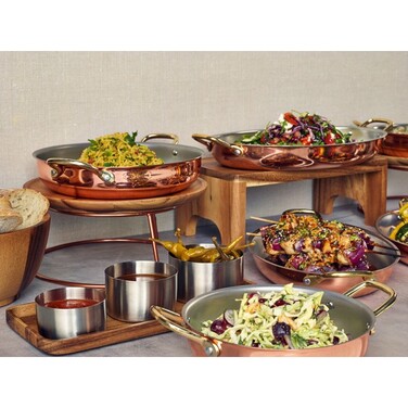 Сковорода для подачі 24.5*5 см, 1800 мл, кругла, мідне покриття GenWare