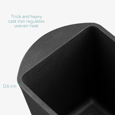 Чавунна форма для випікання хліба Navaris 26 см - Аксесуари для випікання хліба - Прямокутна форма для випікання - Горщик для випікання хліба - Чавунний горщик для випічки хліба - Емальований - Для смаження, запікання, тушкування - Чорний