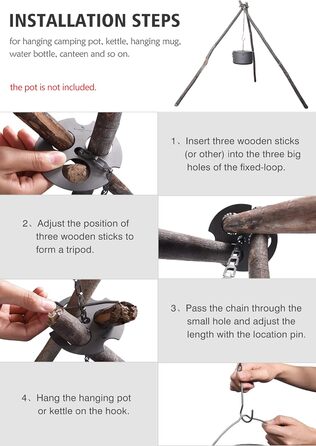 Кемпінгова титанова регульована вішалка для горщиків Ti9012O iBasingo