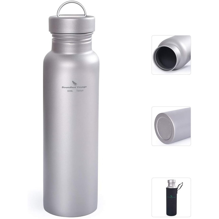 Титанова спортивна пляшка з титановим ковпачком 800 мл. Boundless Voyage