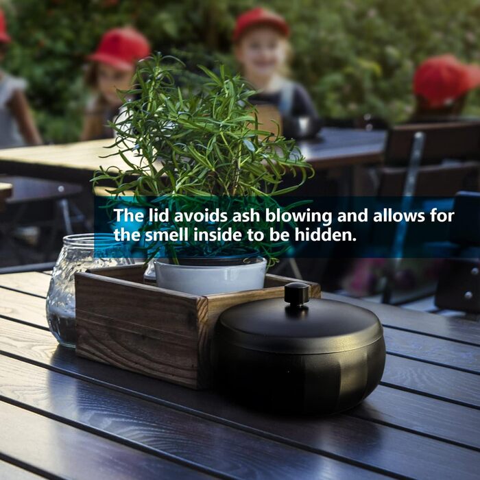 Попільничка з кришкою 11 см чорна JSVER