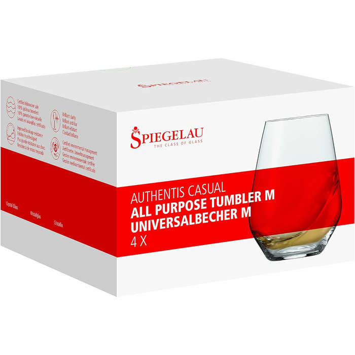 Універсальний набір кухлів із 6 предметів, кришталеве скло, Authentis Casual, 4800191 (4 універсальні кружки M - упаковка з 4 шт. )