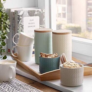 Керамічні банки для зберігання з дерев'яними кришками 4 предмети Springlane Kitchen