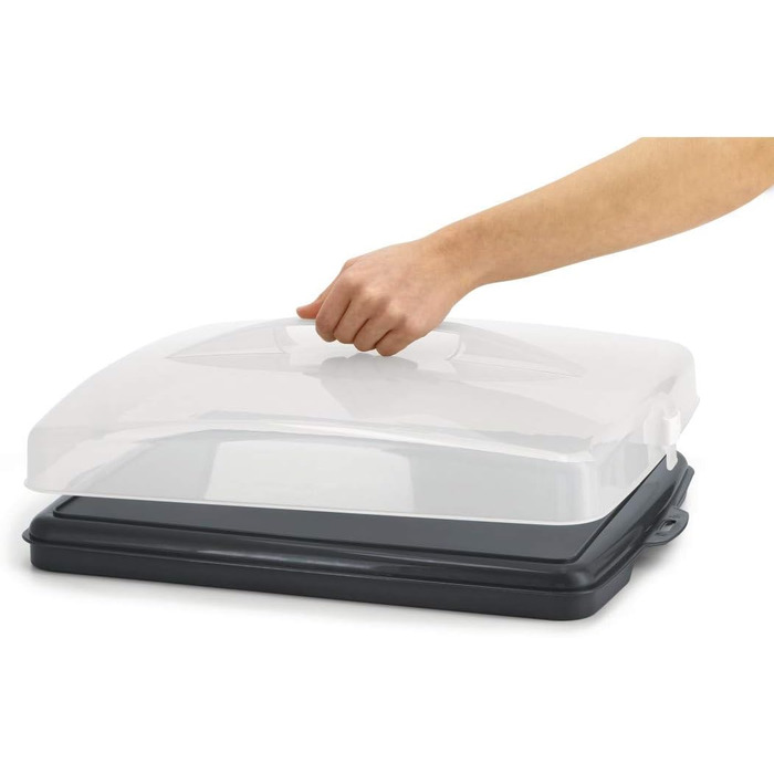 Кругла транспортувальна коробка для торта Xavax з кришкою, контейнер для торта діаметром 31,5 см, внутрішня висота 8 см, коробка для торта з пристроєм поділу шматків, антрацитова форма для торта, прозора (коробка для транспортування листкового торта)