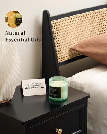 Ароматичні свічки M&SENSE Кава у скляній банці з 2 гнітами 330 г, час горіння 70 годин, свічка з натурального соєвого воску для спальні, кухні, декору дому, подарункова свічка для чоловіків та жінок, смажена кава (океанський бриз)