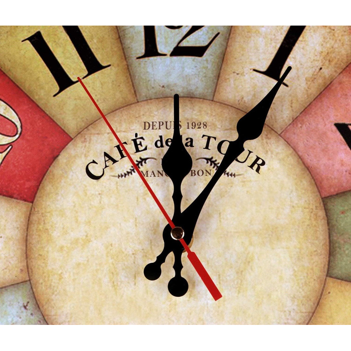 Настінний кухонний годинник YOAI, вінтажний, потертий ШИК, античний, ностальгічний, сільський, кварцовий годинник з МДФ з безшумним механізмом, 12 дюймів/30 см Ø (світло-коричневий)