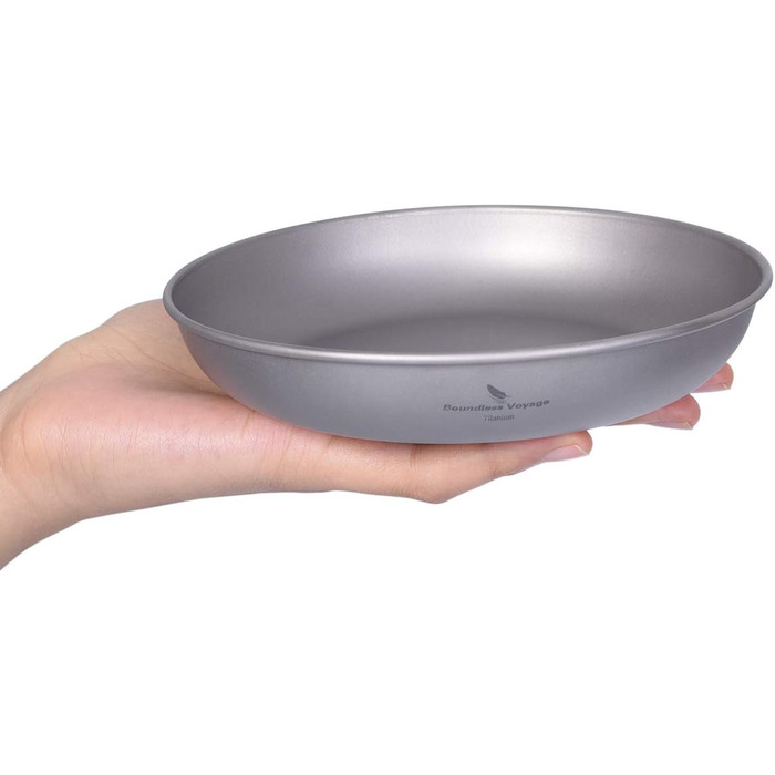 Безграничный Voyage Сверхлегкий кемпинг Титановая сковорода Посуда Тарелка с сумкой для переноски Наружная титановая посуда и измерительный набор (Ti13137b)
