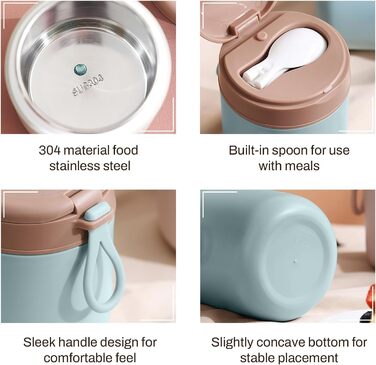 Герметичний ізольований харчовий контейнер, термоконтейнер, нержавіюча сталь, вакуумний харчовий контейнер з ложкою, для школи, роботи, пікніка (одношаровий) (синій)