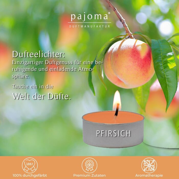 Ароматичних чайних свічок 3x30 шт. ароматичні свічки багато ароматів на вибір висота 1,5 см, Ø 3,5 см (персик, 3 x 30 шт. у упаковці), 90