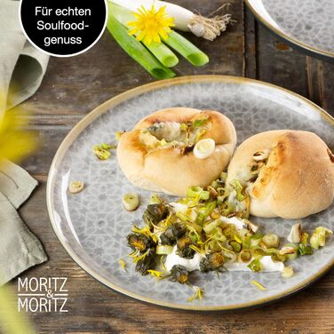 Супова тарілка Moritz & Moritz TERRA з 6 предметів сіра по 700 мл кожна - Ø 19 x 4,5 см - в тонкому сірому кольорі з високоякісної порцеляни - глибокі тарілки для супів, салатів, мюслі, пасти та багато іншого. (6 маленьких тарілок)