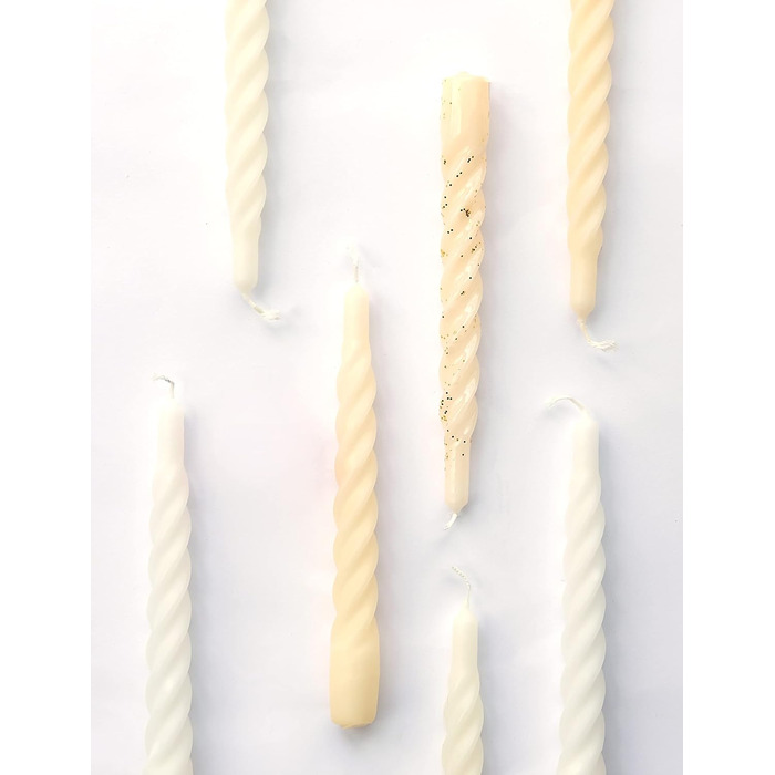 Свічки з крученою конусністю, зроблені в Італії, доступні 25 кольорів, лаковані настільні свічки, спіральні свічки з тривалим часом горіння 5 годин, декоративні свічки, 6 шт. , 2,2 x 21 см (кремові)