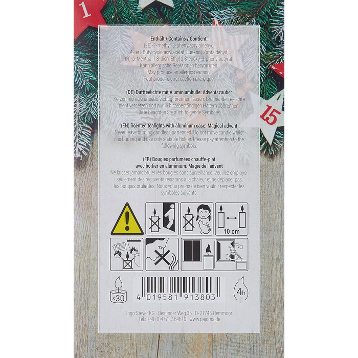 Ароматичних чайних свічок 3x30 шт. ароматичні свічки багато ароматів на вибір висота 1,5 см, Ø 3,5 см (Адвентська магія, 3 x 30 шт. у упаковці), 90