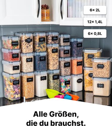 Набір ємностей для зберігання 24 предмети, прозорий/чорний Deco haus