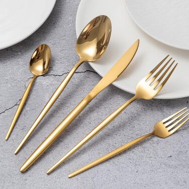 Набір столових приборів на 6 персон, набір 30 предметів, золотистий LAZAHOME