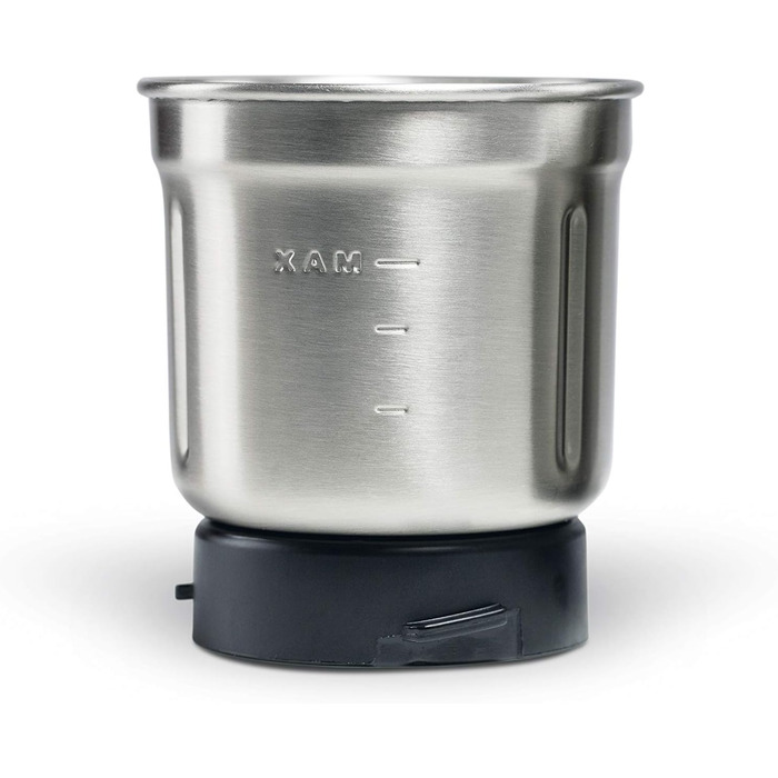 Електрична кавомолка з нержавіючої сталі, подрібнювач з додатковим контейнером з нержавіючої сталі для песто, горіхів, спецій, трав і багато іншого, 200 Вт, сріблястий контейнер з нержавіючої сталі з 4-кратним ножем