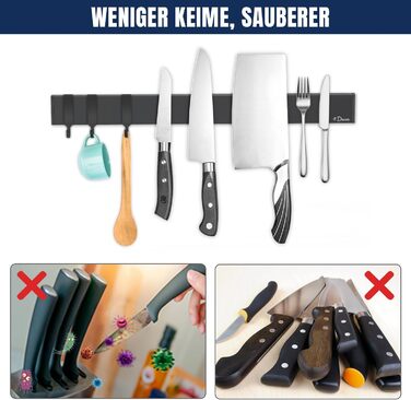 Магнітний тримач для ножів з 3 гачками 40 см Dmore