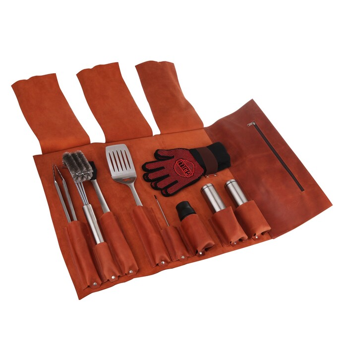 Скрутка-органайзер для аксессуаров барбекю кожаная GRILLI