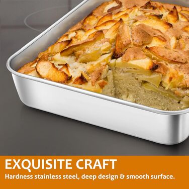 Глибока форма для випікання, деко для випікання з нержавіючої сталі Herogo (3 x 24 x 5 см), прямокутна форма для випікання лазаньї з тортом брауні, нетоксична та корисна, світловідбиваюча, нержавіюча, міцна та придатна для миття в посудомийній машині 3x24