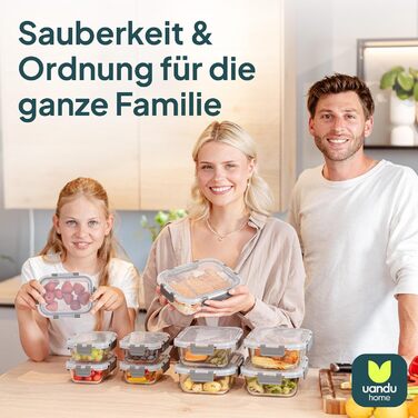 Набір з 10 скляних контейнерів для зберігання продуктів з кришками Uandu