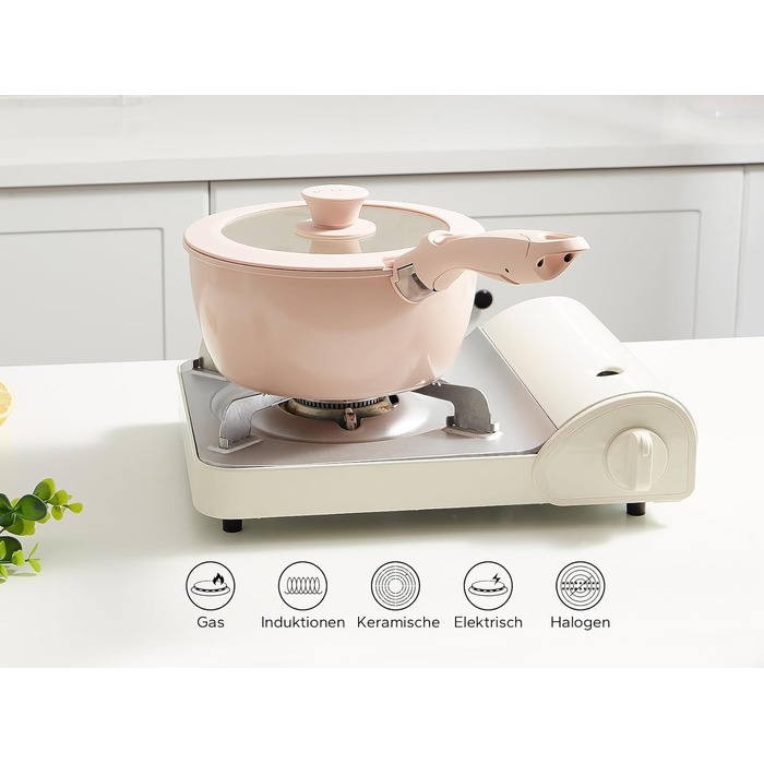 Набор кухонной посуды с керамическим антипригарным покрытием, 16 предметов, розовый Redchef