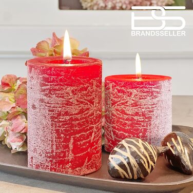 Набір із 4 свічок-стійок Brandsseller 7 x 10 см фарбовані та виготовлені з парафіну сільські свічки з тривалим часом горіння декоративні свічки для прикраси столу, Різдва та вечірок (9 x 10 см набір із 4 шт. , сіро-коричневого кольору)