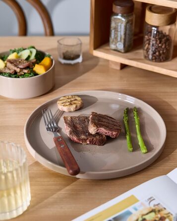 Набір посуду Richmount Nebula для 6 осіб, набір тарілок та мисок із 18 предметів, набір посуду з крапчастої кераміки, можна використовувати в мікрохвильовій печі та мийній машині, колір кориця-коричневий, сервіз Nebula для 6 осіб