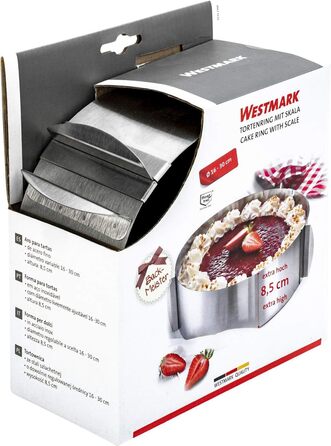 Кольцо для торта Westmark, очень высокое, Ø 16 30 см переменное, нержавеющая сталь, серебристый, 31312260 одинарное кольцо для торта высота 8,5 см