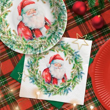 Серветки 3-шарові (33 x 33 см) I 20 шт. I Різнокольорові паперові серветки, ідеальні для різдвяного столу I Серветки - Різдво, зима, зірки, сніг, сніговики I (Радісне коло Санта Клауса)