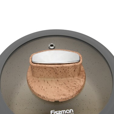 Ківш Fissman ARIA 16x7,5 см / 1,2 л зі скляною кришкою алюміній з антипригарним покриттям (14468)