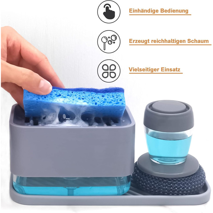 Диспенсер для миючого засобу для кухонної раковини з тримачем для губки HvOvMvE