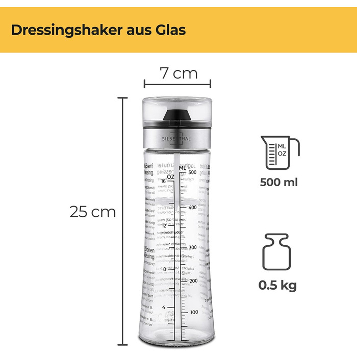 Шейкер для салатної заправки 500 мл Silberthal