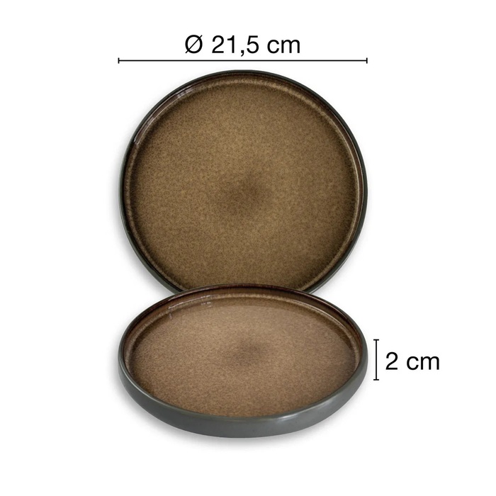Набір з 4 десертних тарілок 21 см, світло-коричнева реактивна глазур Moritz & Moritz