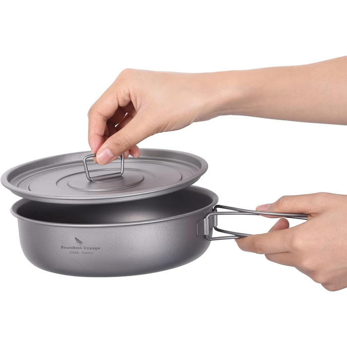 Кемпінгова сковорода з антипригарним покриттям з кришкою та складними ручками 19 см. iBasingo